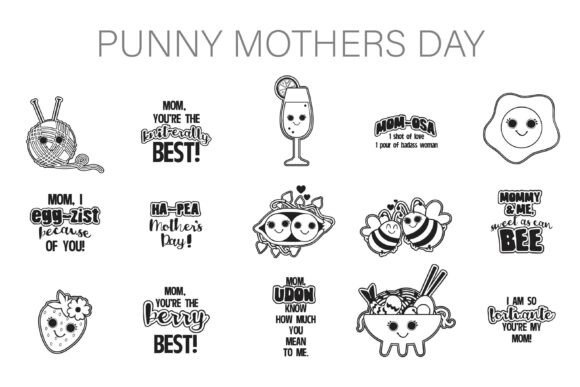 Punny Mother's Day Dingbats: Sweet Icons for Creative Projects